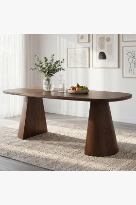 Design-Esstisch 200 cm Eichenfurnier Nussbaumfarben massiv